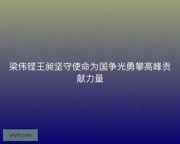 梁伟铿王昶坚守使命为国争光勇攀高峰贡献力量
